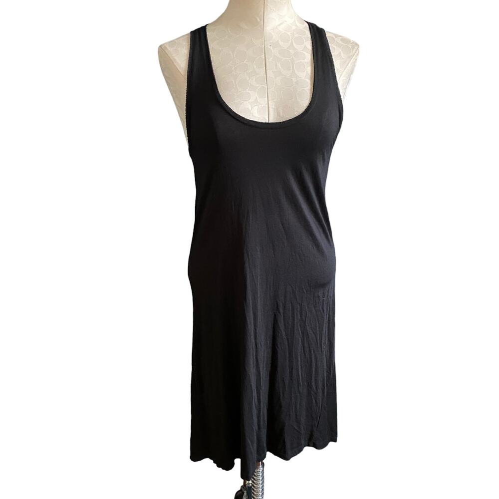 Theory Sleeveless Scoop Neck Plume Jersey Swing Dress in Black Size Small